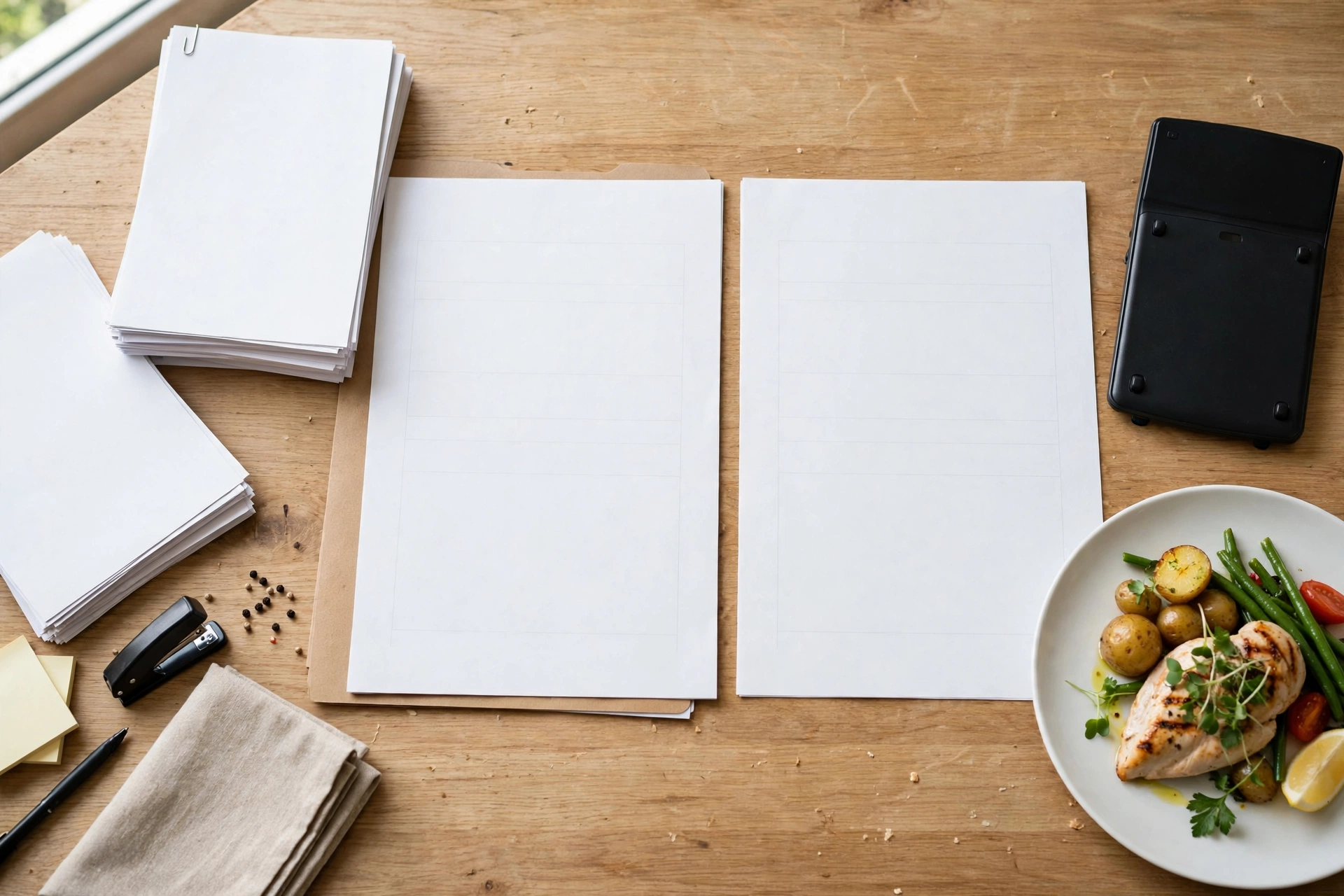 Restaurant actual versus theoretical food cost analysis workspace