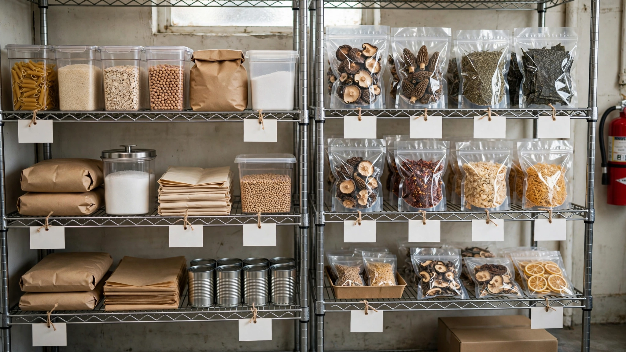Restaurant dry storage showing slow-moving inventory separated from regular stock