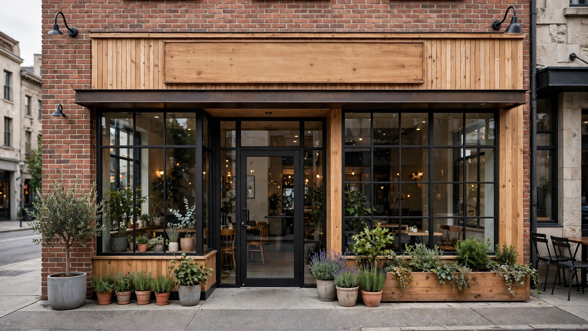 Independent restaurant storefront and entrance