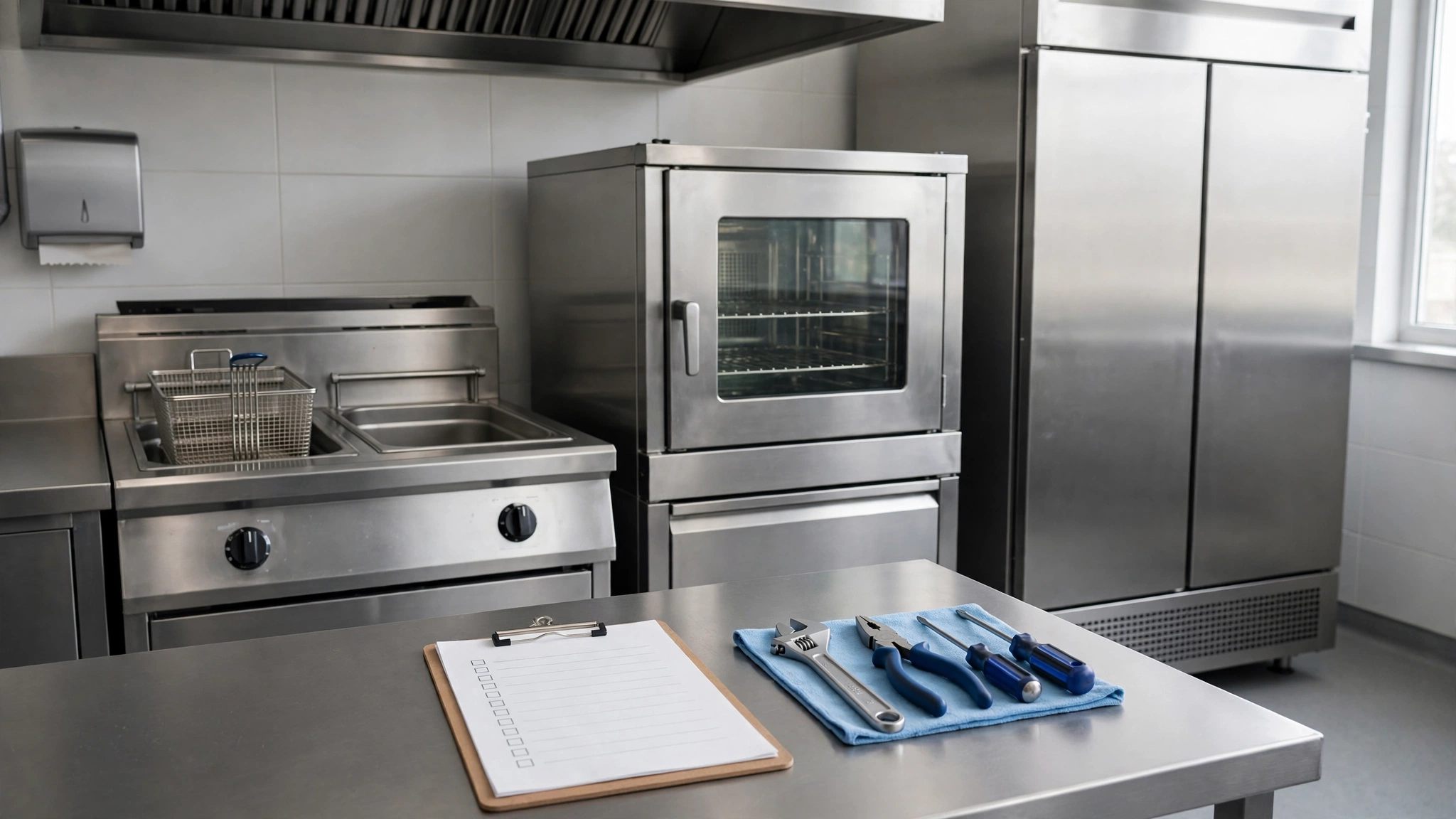 Commercial kitchen equipment inspection and preventative maintenance setup