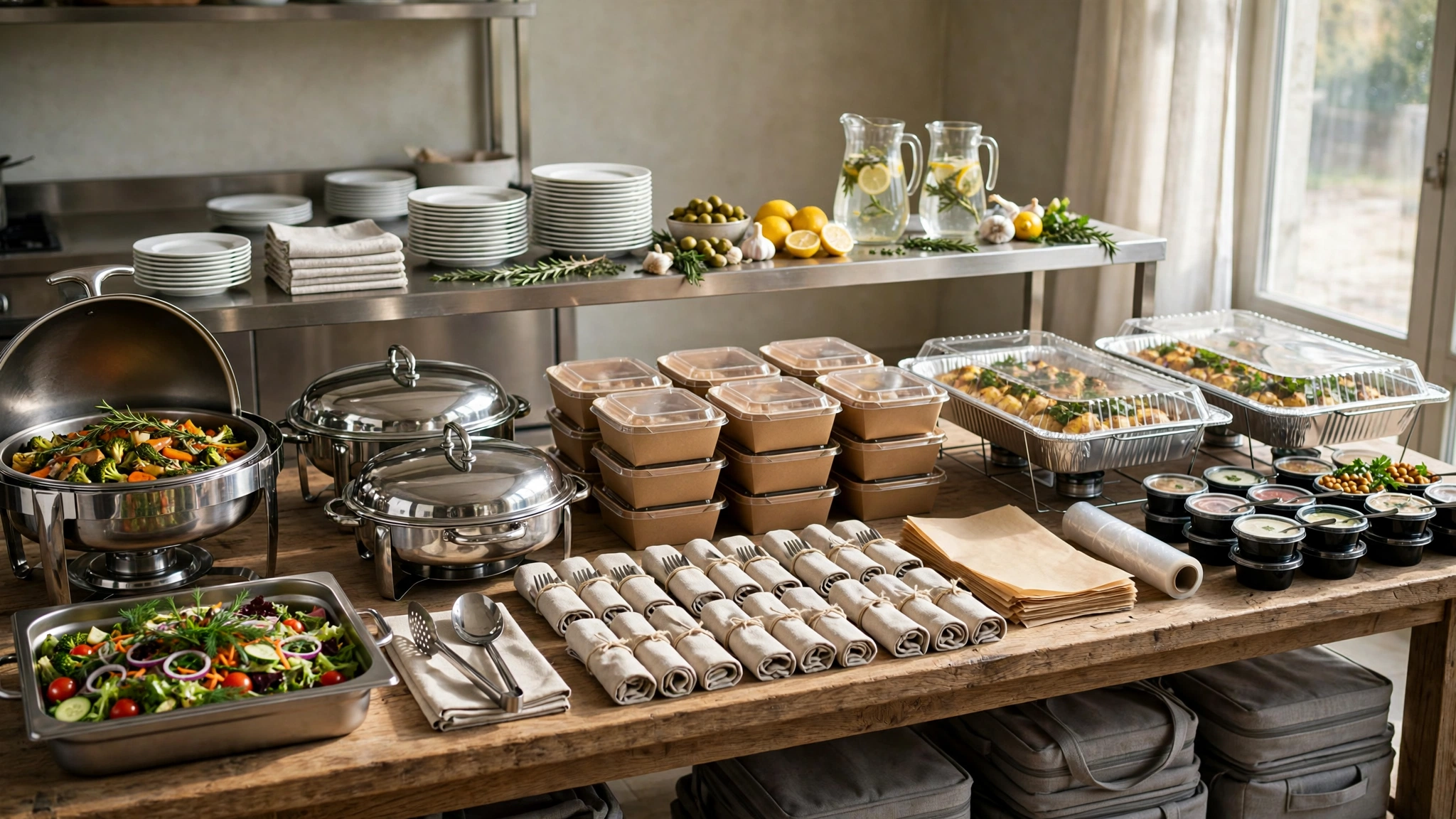 Professional restaurant catering setup