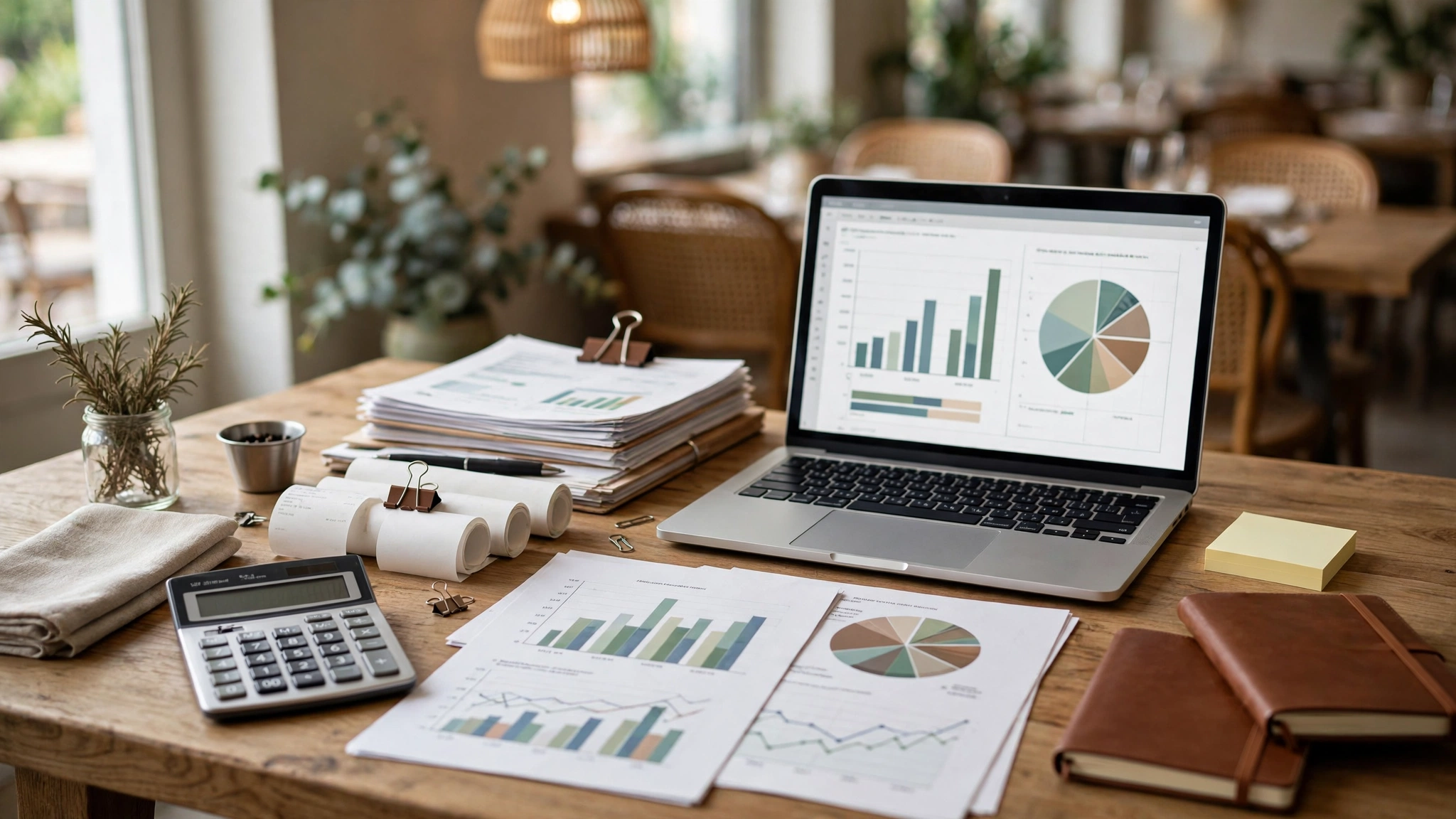 Restaurant finance reports and management workspace