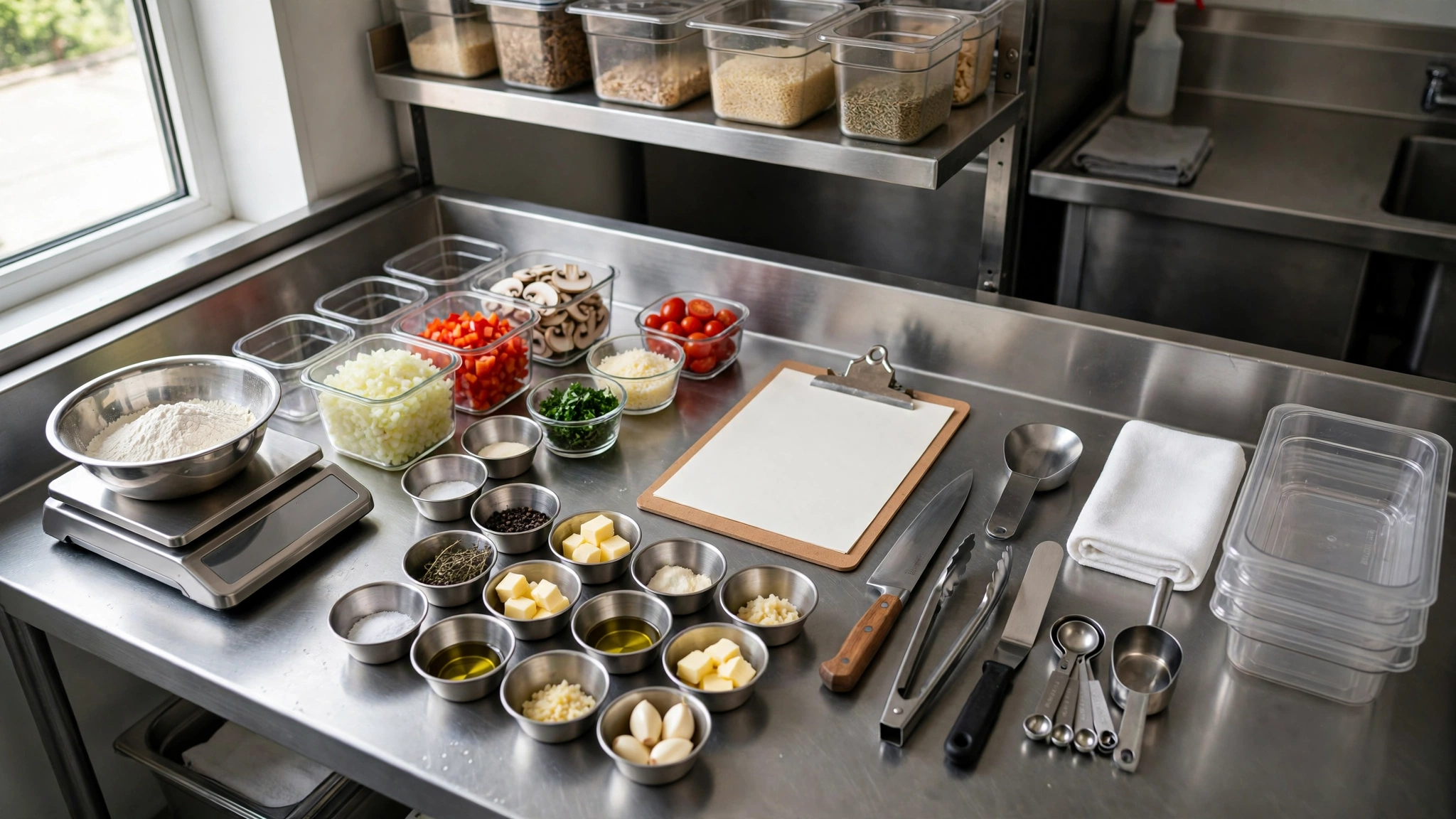 Restaurant recipe and production prep station