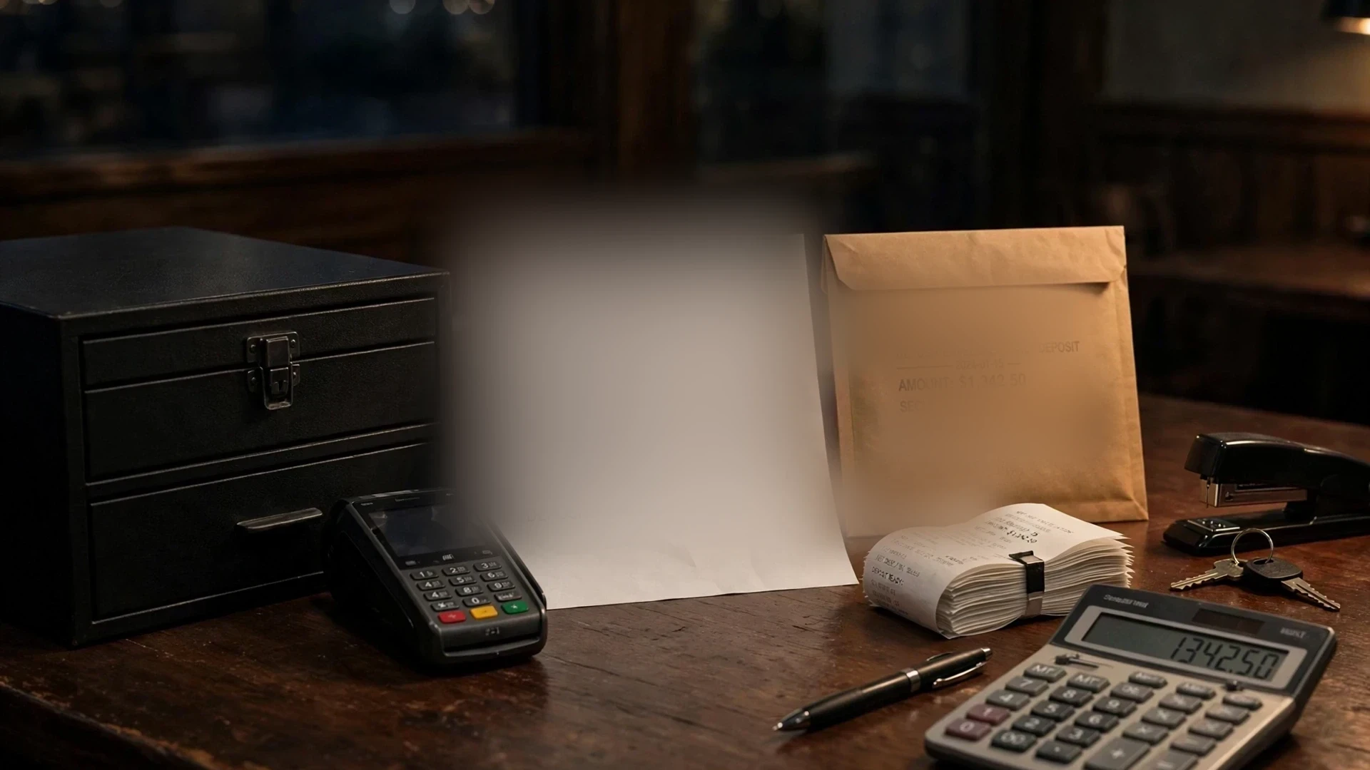 Restaurant bank reconciliation showing cash deposits, card settlements and book balances
