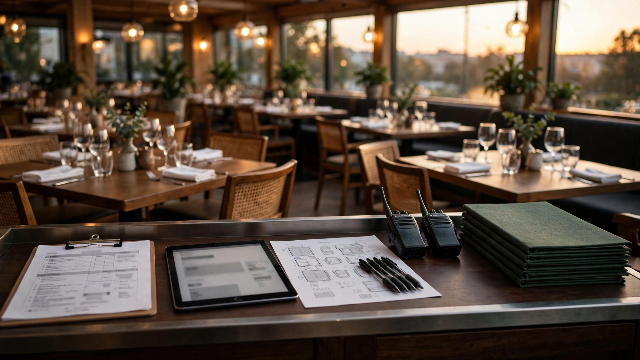 Restaurant team planning shift coverage and cross-training across stations before service