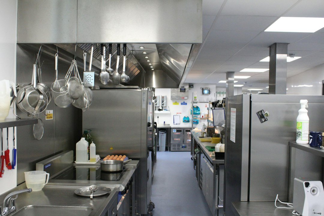 Commercial restaurant prep kitchen and line area representing kitchen ticket time and order flow control
