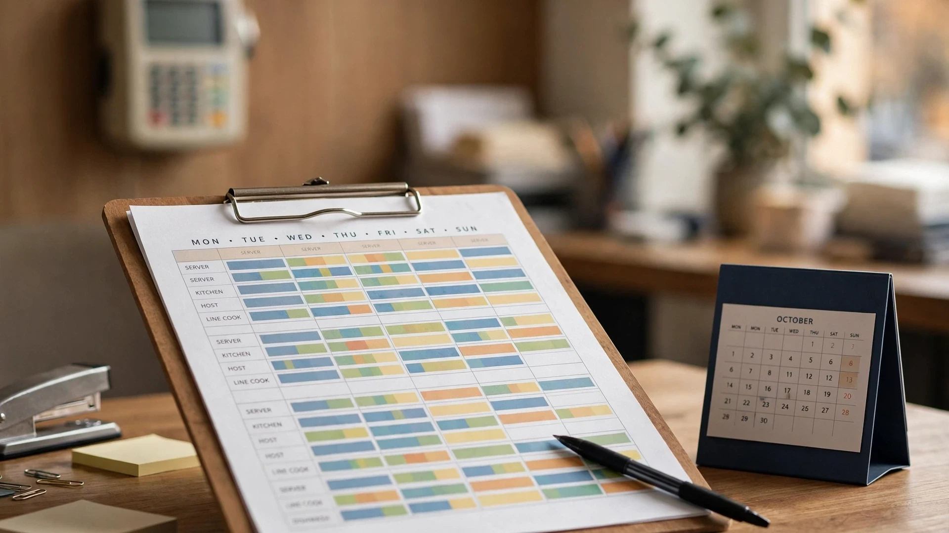 Restaurant shift schedule and coverage change control workspace