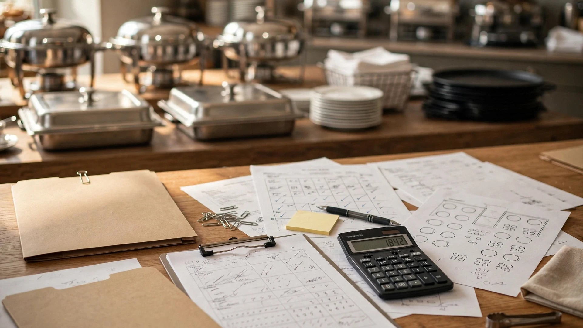 Catering final guest count and banquet production planning workspace
